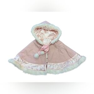 LIZ LISA Poncho EUC Disney Beauty And The Beast Pink White Size 0